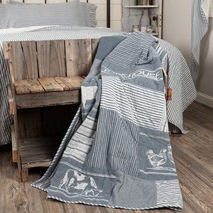 Sawyer Mill Farmhouse Quilt Throw Blanket-Red Farm Animal Country Quilt